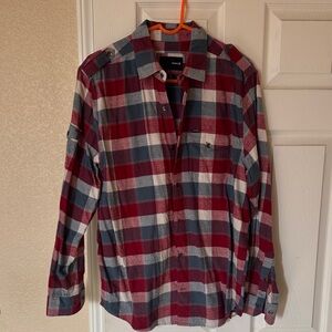 Hurley Red and Gray Checkered flannel Shirt men’s large